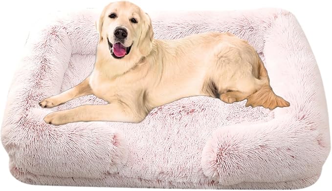 Dog Beds Large Sized dog Orthopedic, Sofa Dog Bed with Waterproof Lining and Nonskid Bottom, Rectangle Washable Dog Bed for Medium Small Dogs and Cats Comfortable ( Color : Pink , Size : 31 x 21" )