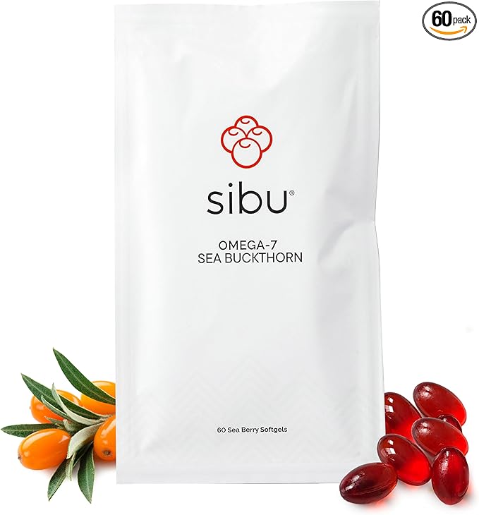 sibu Sea Buckthorn Omega-7 Softgels (30-Day Refill Sachet) – Supplement for Healthy Skin, Hair, Nails and Dryness