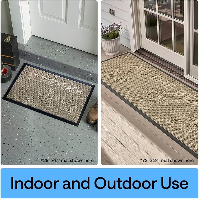 GORILLA GRIP 100% Waterproof All-Season WeatherMAX Doormat, US Designed Natural