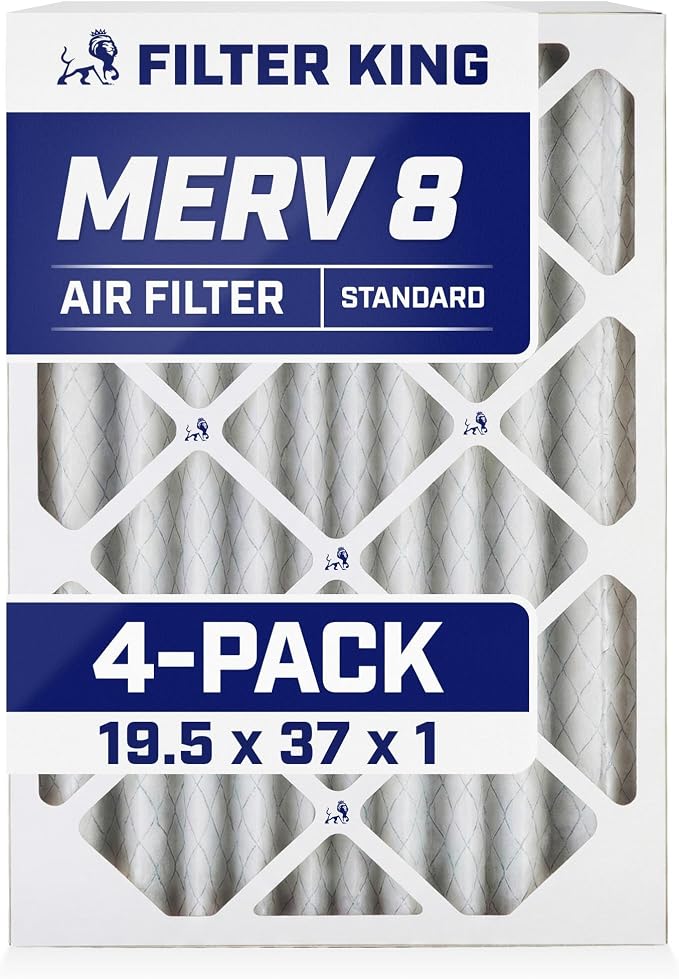 Filter King 19.5x37x1 Air Filter | 4-PACK | MERV 8 HVAC Pleated A/C Furnace