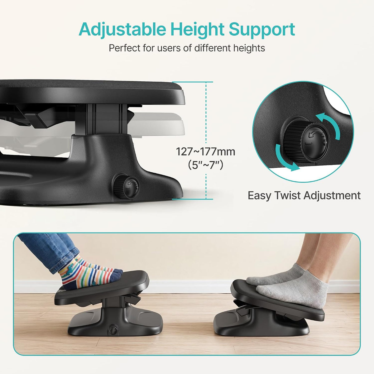 PEGZONE Footrest Under Desk with Memory Foam, Ergonomic Stepless Adjustable