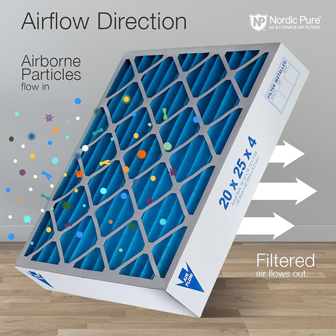 Nordic Pure 16x24x4 Pleated Air Filters MERV 7 Plus Carbon 6 Pack