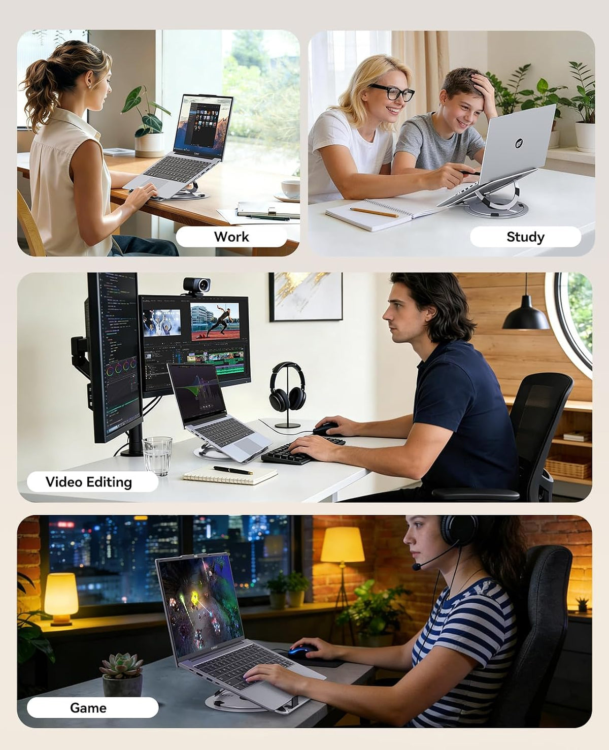 ORICO Aluminum Laptop Stand for Desk, 360° Rotating Laptop Riser