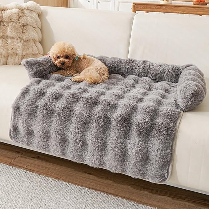 Dream Cloud Pet Sofa Bed for Couch, Fluffy Fuzzy Cozy Washable Couch Cover,Luxurious Cozy Dog CouchBed,Non-Slip Fluffy Plush Dog Sofa Mat for Furniture Protector for Small, Medium Dogs and Cats