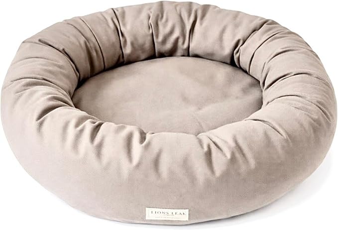 Organic Cotton Canvas Dog Bed: Removable Cover, Natural Fill - Made in USA (Gray, X Small 18" x 6" inches)