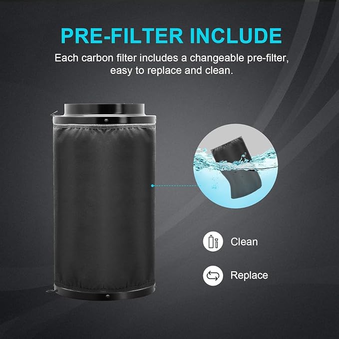 iPower 4" Air Carbon Filter for Inline Duct Fan, Intake and Exhaust Fans