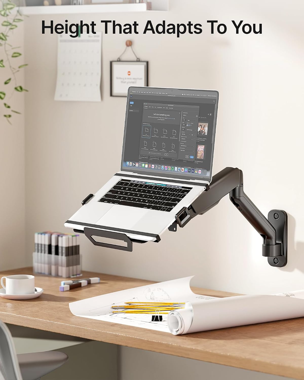 monTEK 2-in-1 Laptop Wall Mount, Fits 12–18" Laptops & 32" Monitors，Black