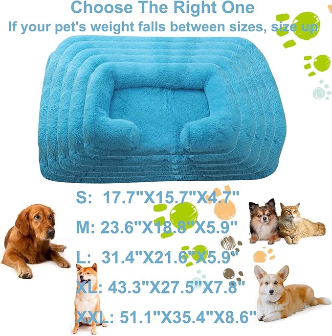 Dog Beds Large Sized dog Orthopedic, Sofa Dog Bed with Waterproof Lining and Nonskid Bottom, Rectangle Washable Dog Bed for Medium Small Dogs and Cats Comfortable ( Color : Blue , Size : 51 x 35" )
