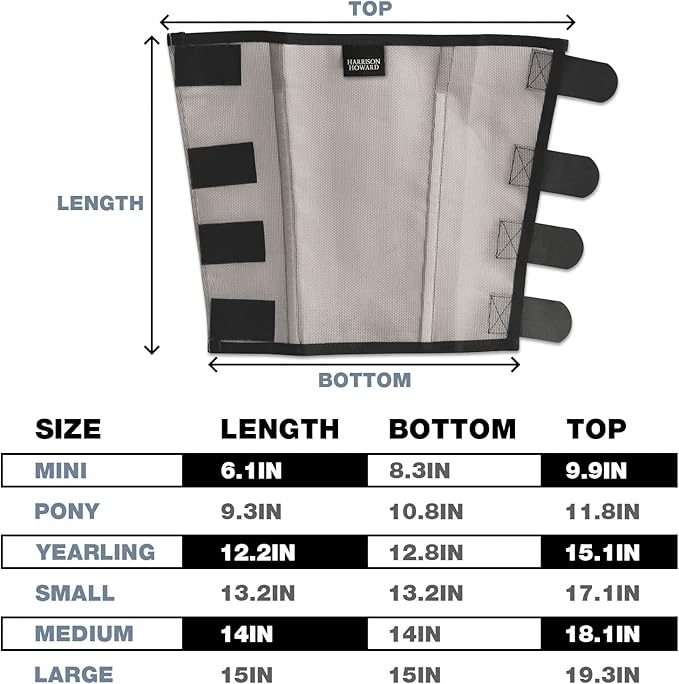 Harrison Howard Loose Fitting Fly Boots UV-Protective Extra Tough Mesh Ventilated Four Fasteners Stay-on Design Protect Horse Legs & Stomp-Reducing Set of 4 Original Grey Medium