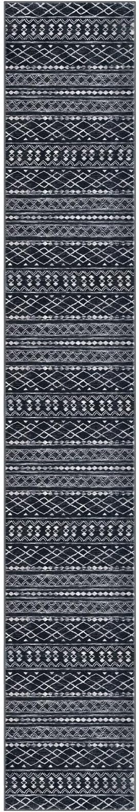KUTA Long Hallway Runner Rug 2.6x16 Non-Slip Washable, Moroccan Vintage Black