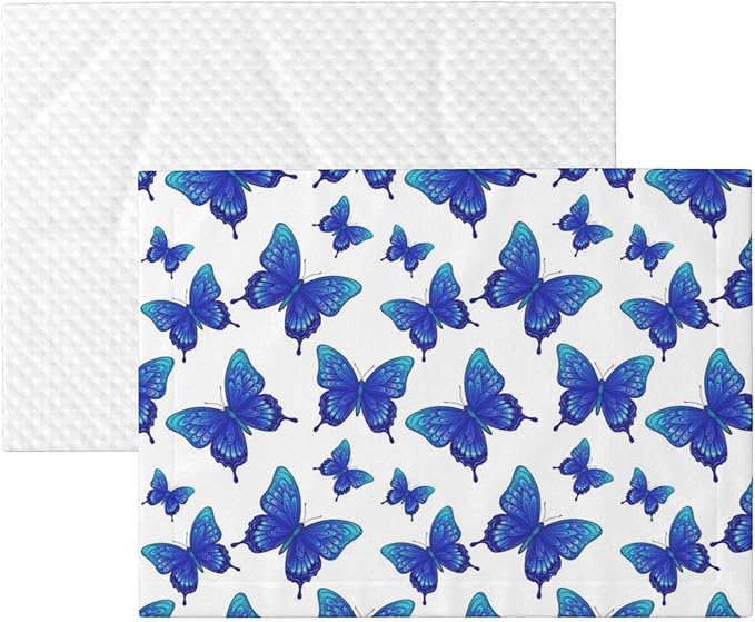 Double Sided Pet Throw for Dogs Who Shed, Butterflies Blue Purple, Reversible Blanket with Nubby Dot Side Catches Loose Fur for Easier Furniture Cleanup