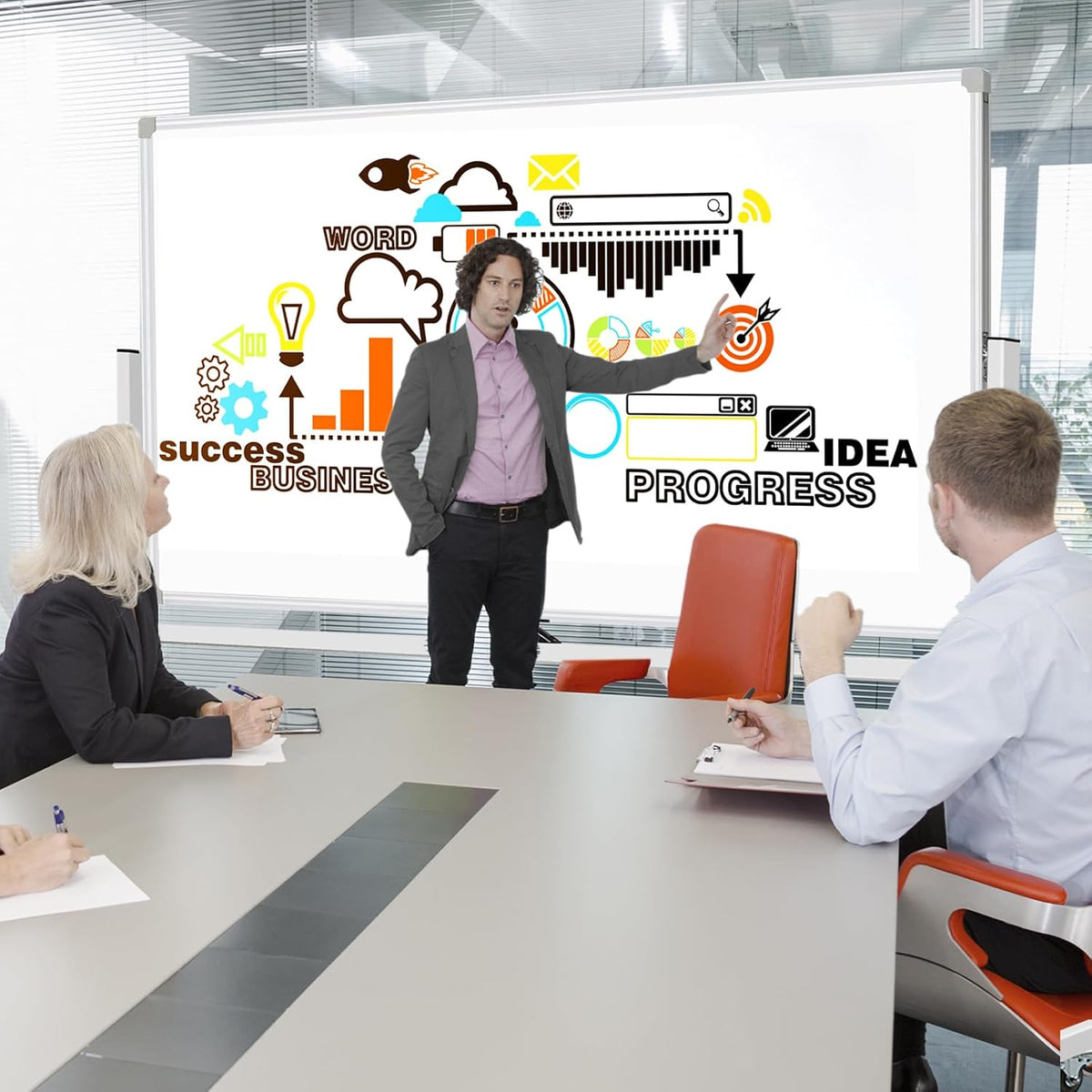 Large Rolling Whiteboard on Wheels, Double-Sided 72 X 40 Inch