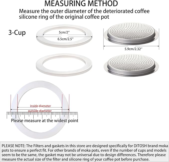 2 Pcs Filter with 3 Pcs Silicone Gasket Seals