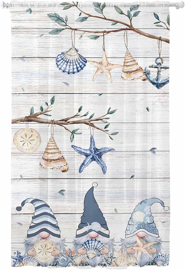 Sheer Curtains 84 Inches Long, Coastal Eucalyptus Semi Sheer Curtains Light