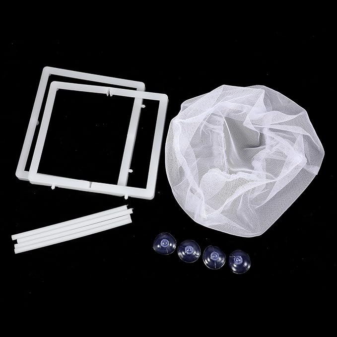 2 Pack Fish Incubator Mesh Box Aquarium, 6.3" x 5.51" x 5.91" Breeder Box for Fish Tank White Nylon Mesh Fishes Breeder Boxes for Aquarium Juvenile Fishes Separation Net Fry Hatchery with Suction Cups