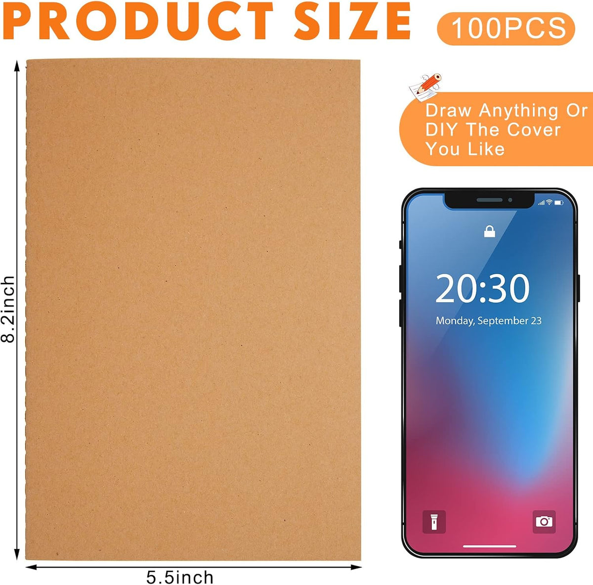 Mimorou 100 Pcs A5 Journals Notebooks Bulk,Brown,Dot