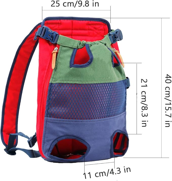 Lifeunion Legs Out Dog Carrier Backpack Hands-Free Adjustable Pet Travel Carrier for Small Medium Dogs Cats Motorcycle Hiking Walking (Green+Blue)