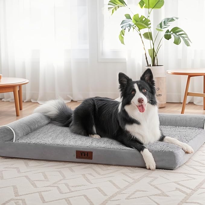 Orthopedic Dog Beds Extra Large Sized Dog, Pet Sofa Bed with Removable Washable Cover, Egg Foam Support, Bolster Cushion for Comfortable Sleep, Waterproof & Non-Slip Bottom Bed