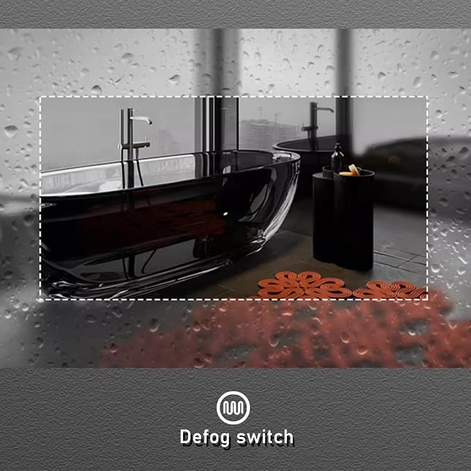 Bathroom Mirror with 3 Colour LED Lights, Wall Mounted Bathroom Vanity Mirror