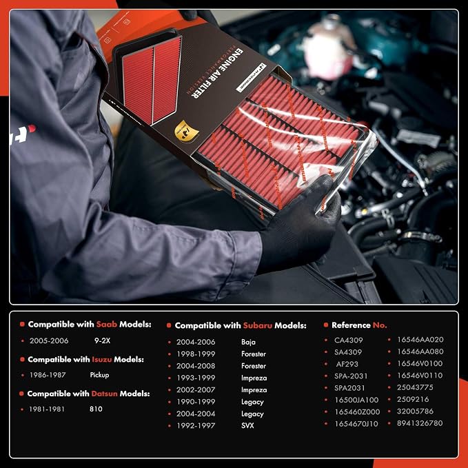 A-Premium High-performance, Pre-oiled Engine Air Filter Compatible