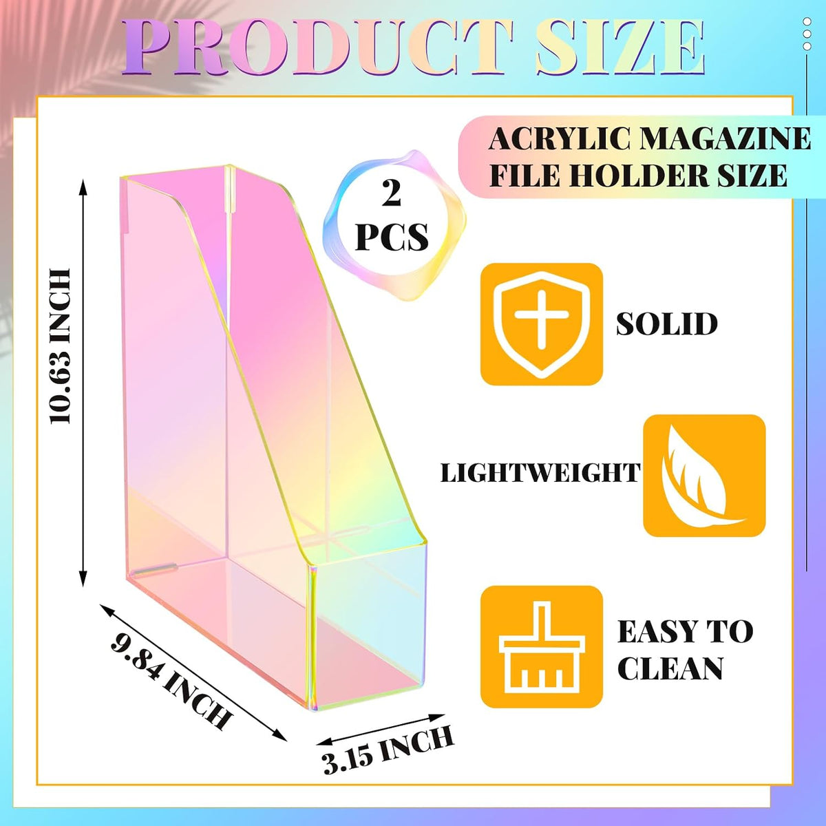 Engrowtic 2 Pcs Iridescent Regular Acrylic Magazine Holder