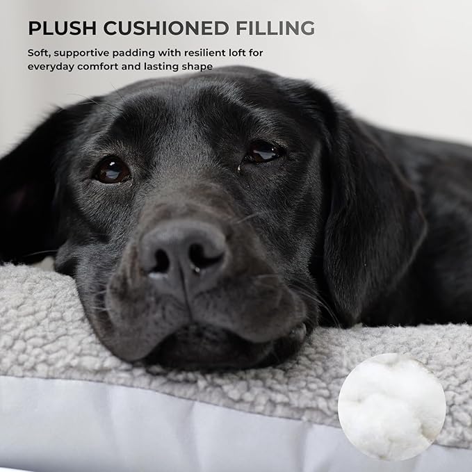 Washable Dog Bed for X‑Large Dogs, Dog Beds Large Sized Dog, Reversible Plush & Oxford Dog Bed for Crates, 3" Thick Cushion Kennel Mat, Machine Washable Non‑Slip Bottom, Fits 48 Inch Crates, Grey