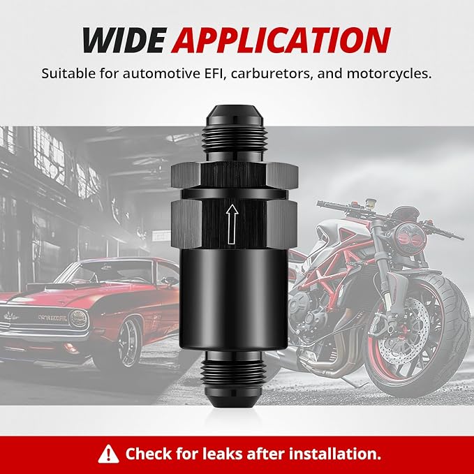 EVIL ENERGY 8AN Billet Inline Fuel Filter 30 Micron Aluminum Black