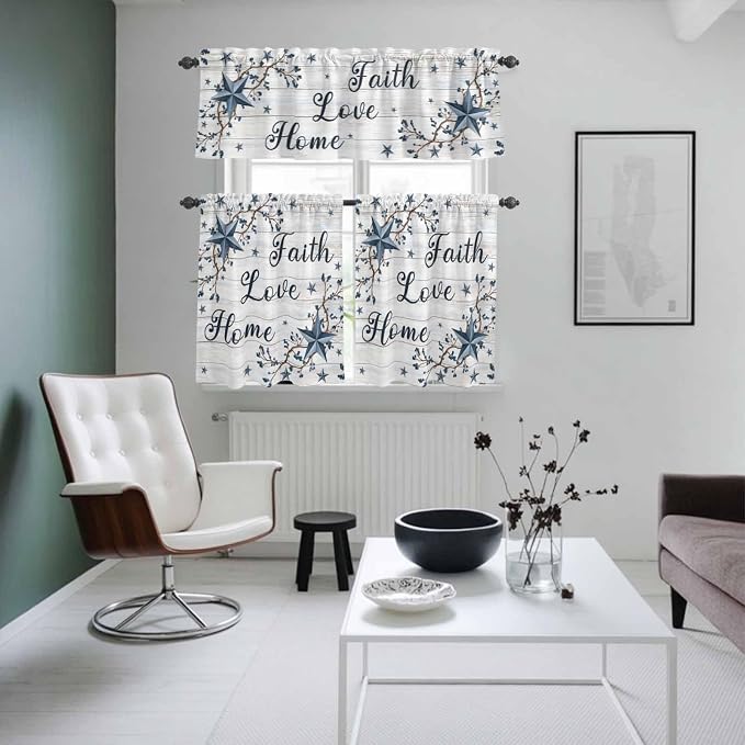 Farmhouse Kitchen Curtains Set 3 Piece