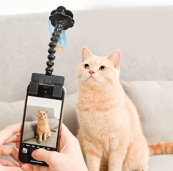 Dog Selfie Treat Clip, Rotatable Pet Selfie Stick Smartphone Attachment for Phone Camera Cat and Dog Photo Use