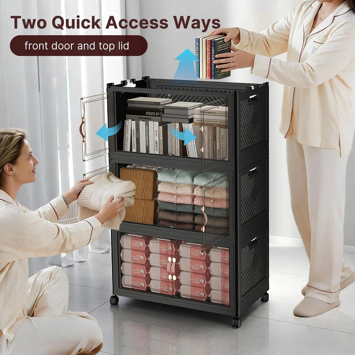 UAMFURI Stackable Storage Bins with Lids, 550QT Lockable Storage Cabinet
