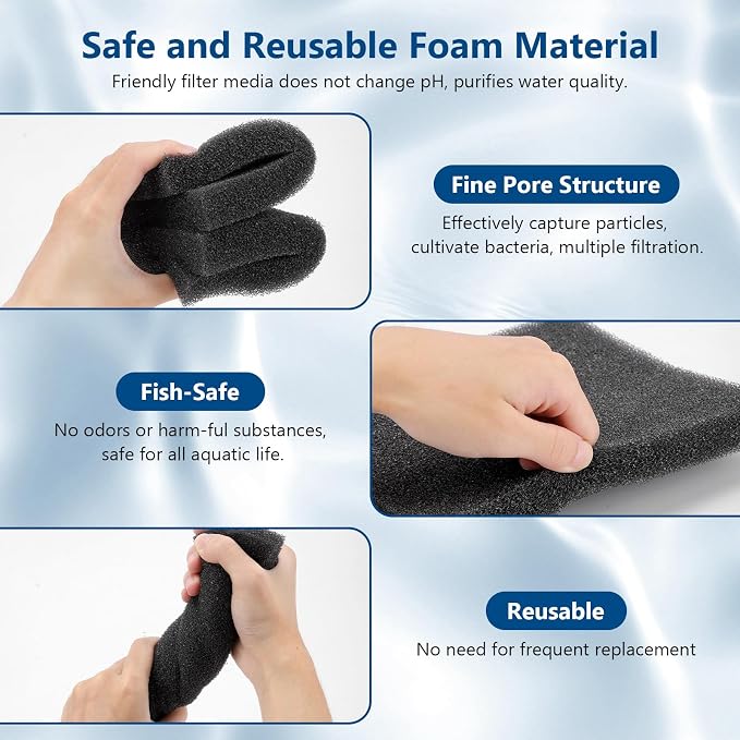 hygger Aquarium Sponge Filter Pad, Filter Media Foam Sponges, Cut-to-Size Open