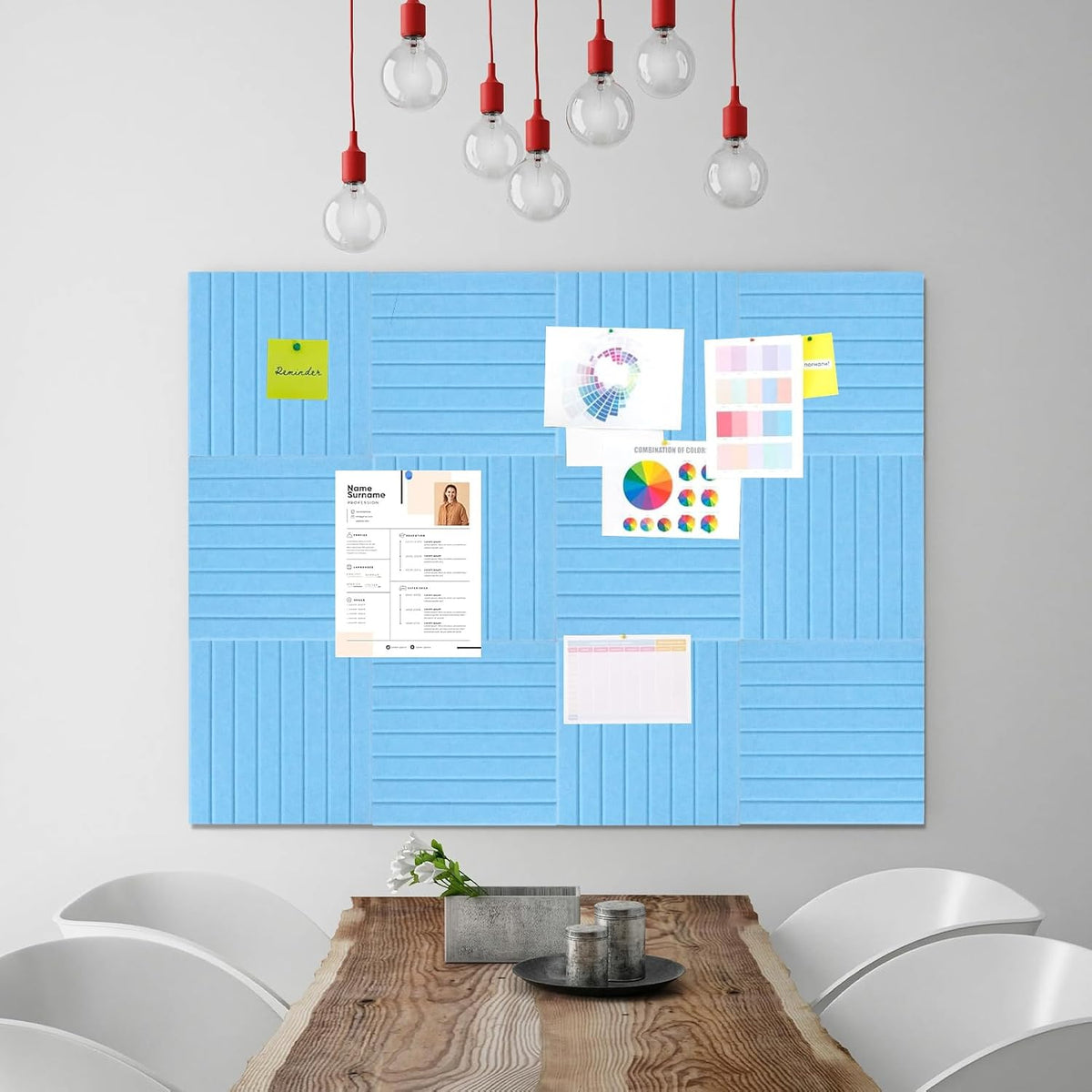 Cork Boards for Walls 48" x 36" Felt Board Alternative, 12 Pack Felt Wall Tiles Bulletin Board, Large Cork Board for Office Pin Board Tack Board Cork Boards