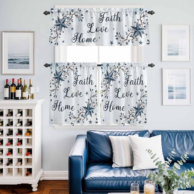 Texas Star Country Kitchen Curtains Set 3 Piece