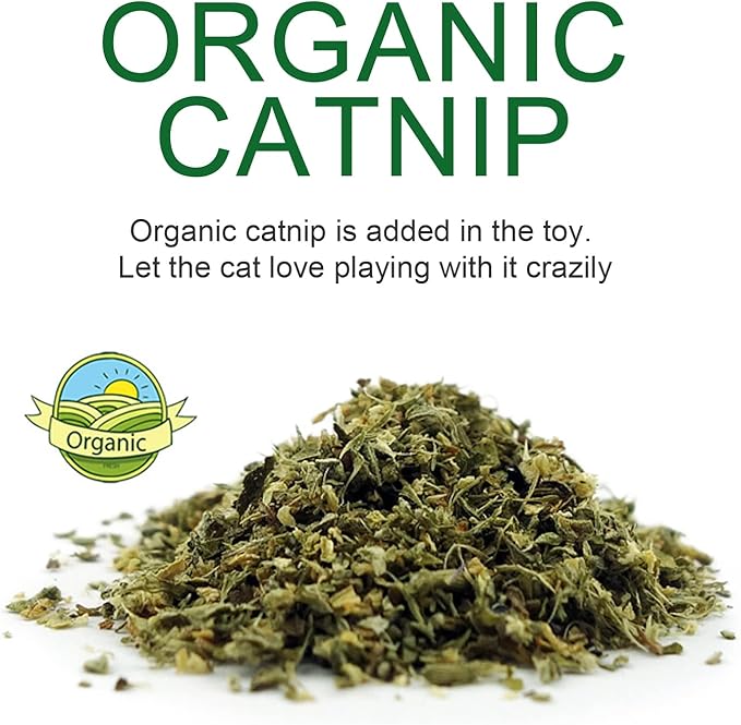 TTcat Organic Catnip Pillow for Indoor Cat and Kitten,Cat Crinkle Kicker Toy Chew Toy,White