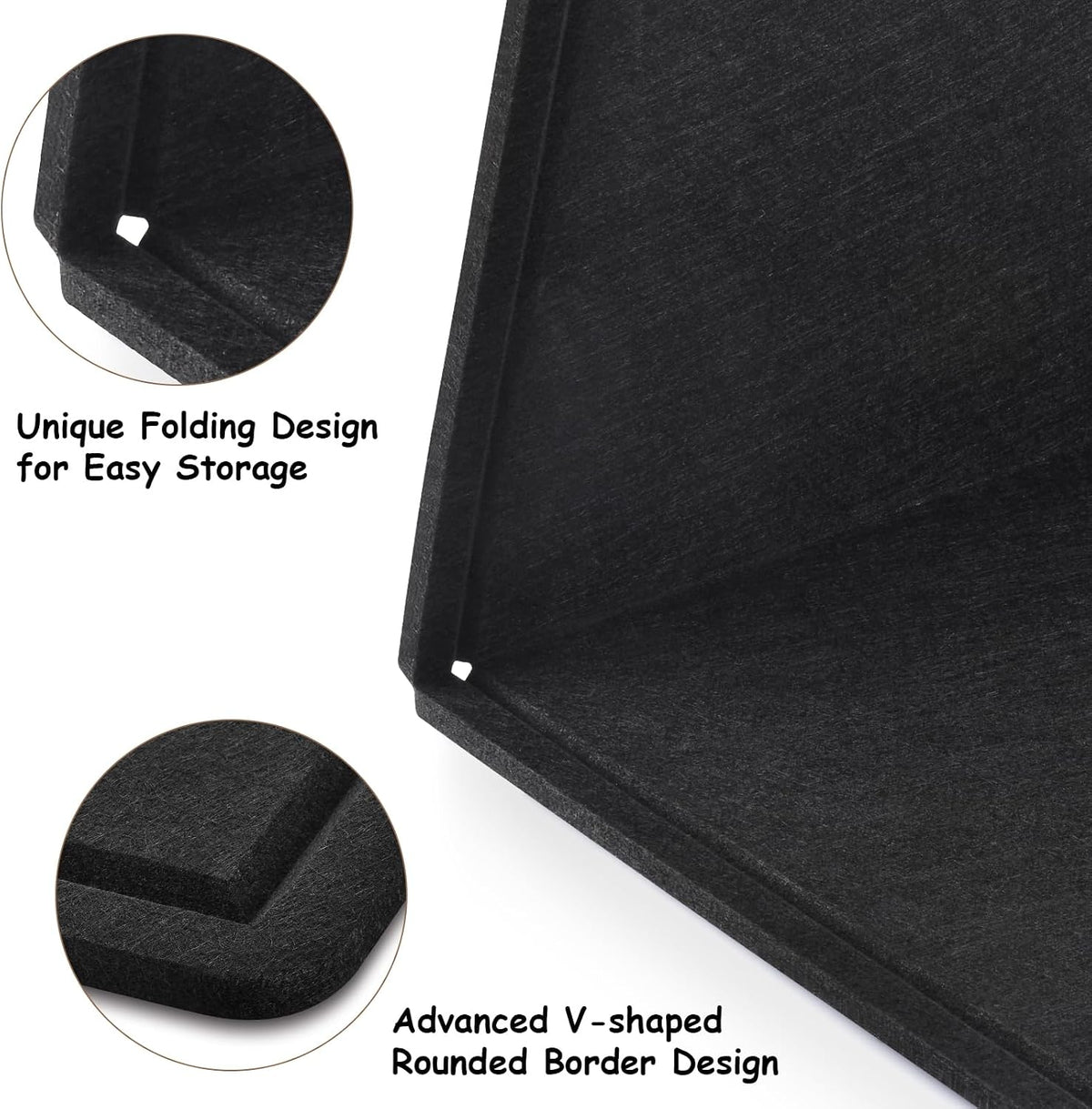 Large Bulletin Board, Foldable 72x48 Inches Cork Board Alternative, Large Felt Board Decorative Pin Board for Wall, Foldable Photo Board Self-Adhesive Vision Board with 36 Pushpins Black