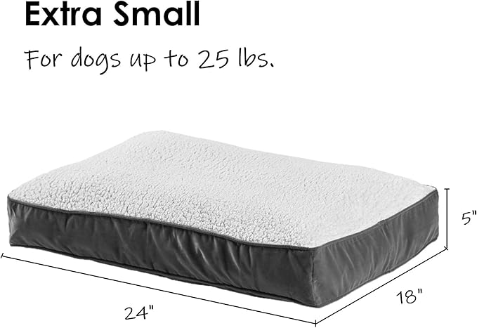 South Pine Porch Buddy Reversible Rectangle Pillow Style Microfiber and Sherpa Dog Bed with Removable, Machine-Washable Cover, Crimson Sherpa, Extra Small (24 in. x 18 in.)