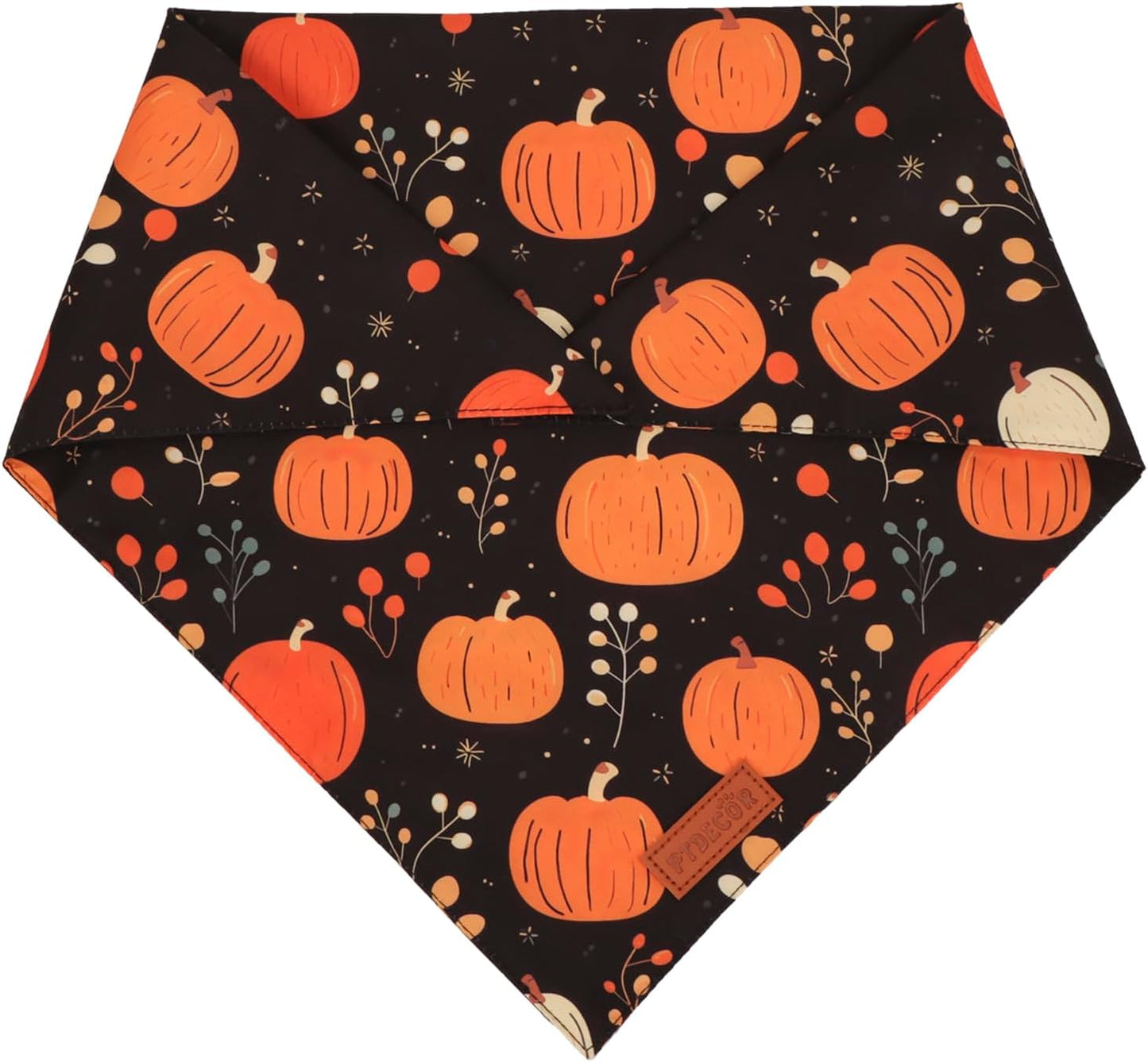 PTDECOR Fall Dog Bandana, Pumpkin Mushroom Design Scarf Reversible Holiday Dog Scarf, Triangle Thanksgiving Bandanas for Small Dogs Puppies Cats (Small)