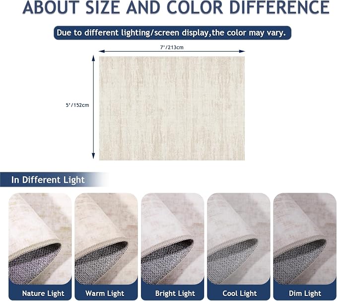 5x7 Area Rugs - Ultra-Thin Washble Rugs, Non-Slip Low Pile Abstract Print Rugs