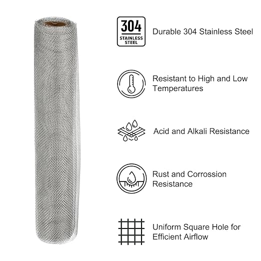 PATIKIL 40" L x 16" W Woven Wire Mesh, 20 Mesh 304 Stainless Steel Air Vent