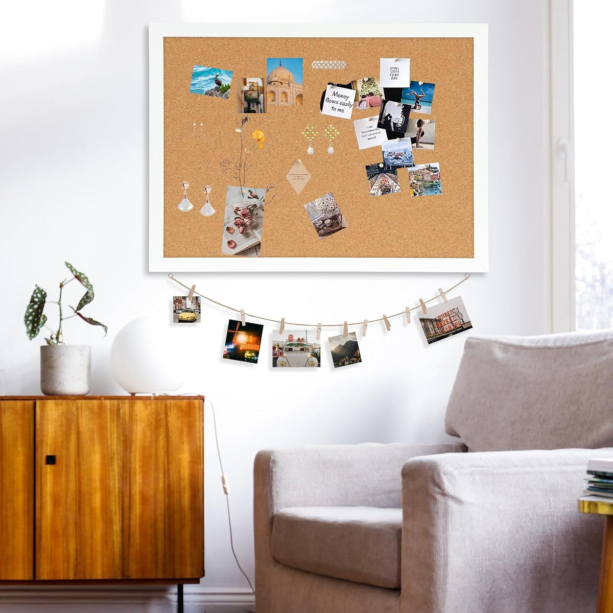 DOLLAR BOSS Double-Sided Bulletin Boards with Linen, 24"x18" Cork Board