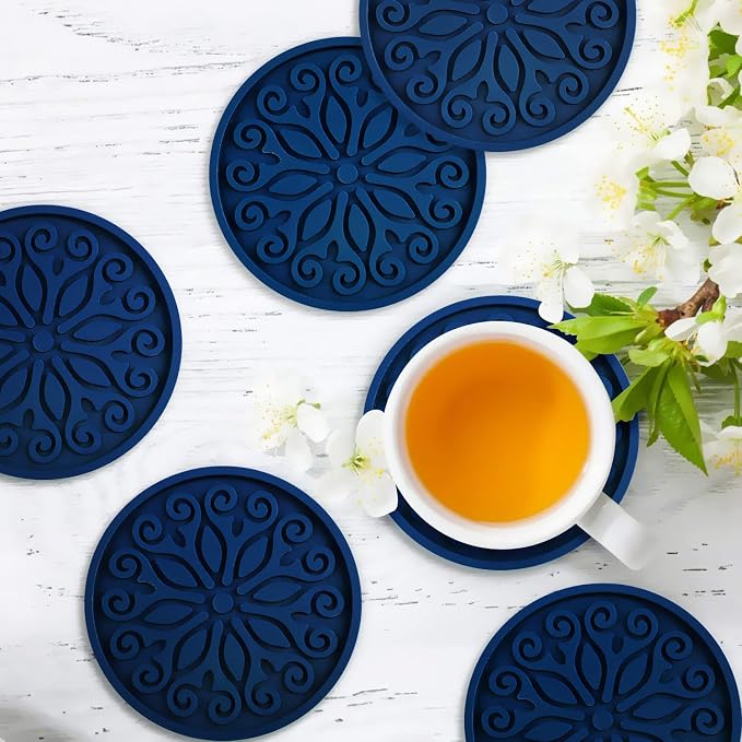 Coasters for Drinks, Resistant Reusable Silicone Coasters