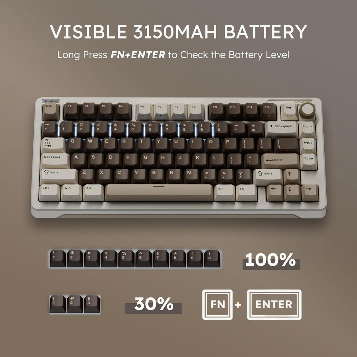 iLovBee B75 Wireless Mechanical Keyboard with Knob, Linear Switch, Mocha