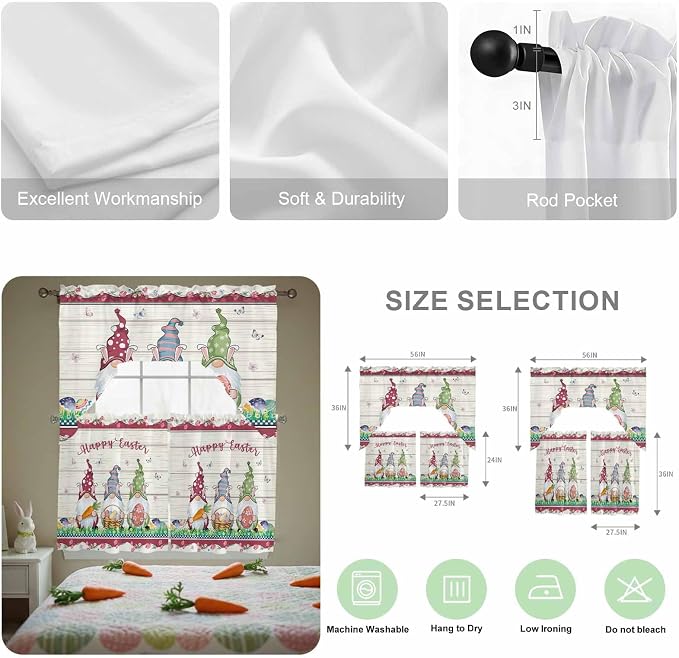 Swag Valance Curtains, Happy Easter Gnomes