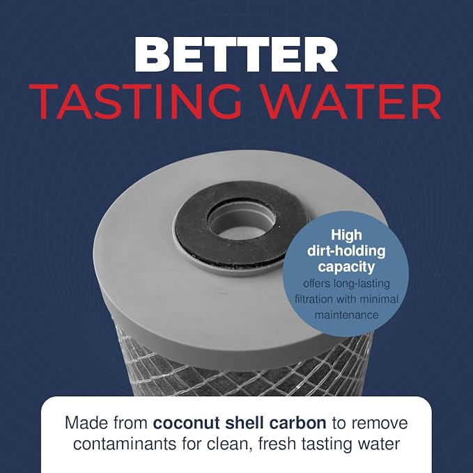 American Made, 5 Micron 2.5" x 10" Whole House CTO Carbon Sediment Water Filter