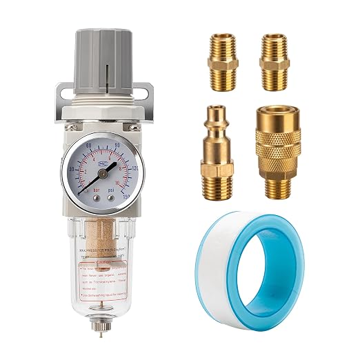 Pneumatic Air Compressor Filter Regulator Combo 1/4" NPT 150 PSI w/Adjustable