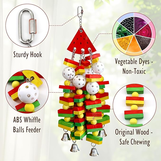 Bird Toys Parrot Toys for Large Birds Parrots, Cockatoos, Cockatiels, Parakeets, Cockatiel Cage Perch Stand Bird Cage Toy Parakeet Accessories