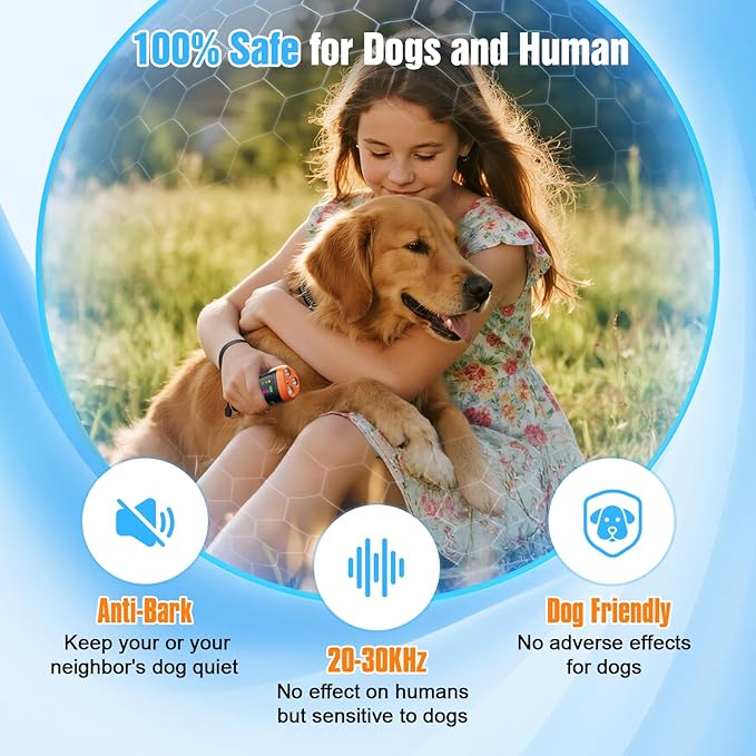 Dog Bark Deterrent Devices, 3X Anti Barking Device for Dogs Ultrasonic Dog Training, Up to 50FT Bark Control Dog Barking Silencer, Correct Bad Behavior Indoor Outdoor Portable Dog Barking Stopper