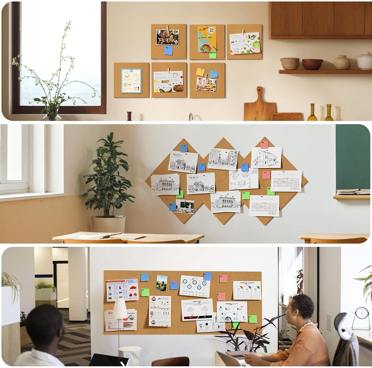 MaxGear 48" x 36" Large Cork Board for Wall, 12 Pack 12" x 12" Tiles