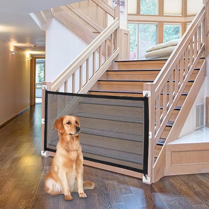 NWK Pack of 2 Magic Dog Gate for Stairs Pet Gate for The House Providing a Safe Enclosure for Pets to Play and Rest, 6 Hooks Design (2, 43'' X 30'')
