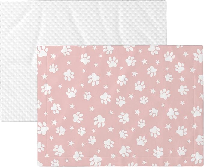 Pink Blanket for Dog Cat - Paw Throw Blanket 23x16 Stars Pet Blanket for Couch Sofa Bed